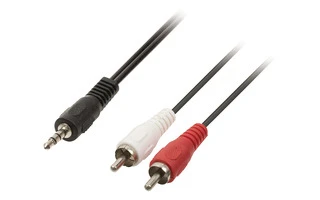 Cable adaptador de audio jack estéreo de 3.5 mm macho - 2 RCA macho de 2.00 m en color negro