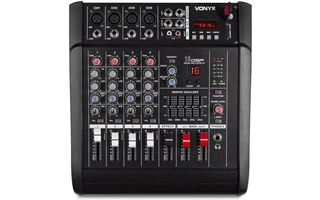 Vonyx AM5A Mezclador de 5 canales con amplificador DSP/BT/SD/USB/MP3