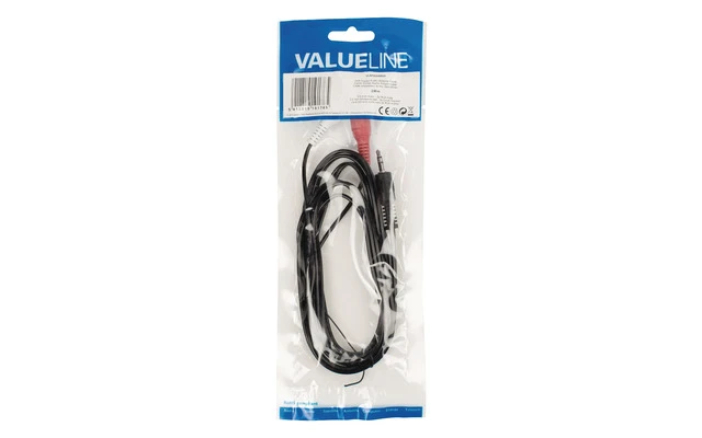 Cable adaptador de audio jack estéreo de 3.5 mm macho - 2 RCA macho de 2.00 m en color negro