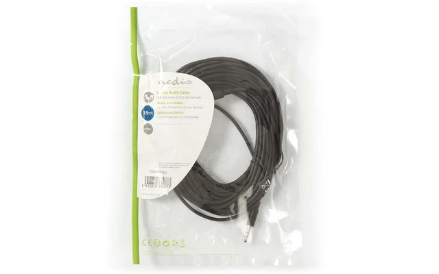 Cable de Audio Estéreo - Macho de 3,5 mm - Hembra de 3,5 mm - 10 m - Negro 
