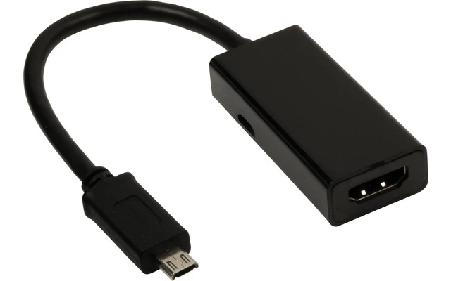 Cable adaptador MHL, MHL macho - entrada HDMI + micro USB B hembra para SIII, negro 0,20 m