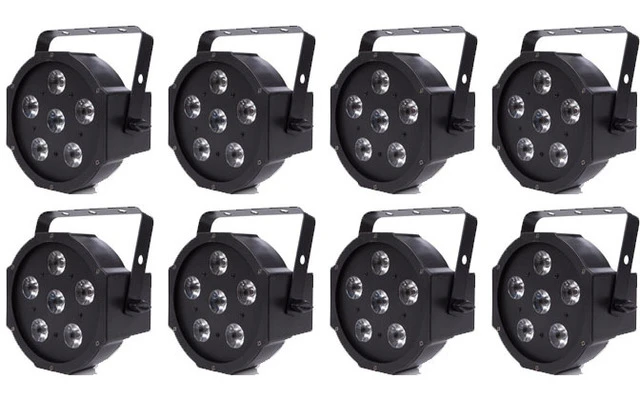 8 x Foco Flat PAR - 6 x LED RGB de 4 W