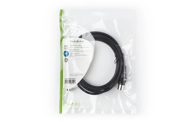 Cable de audio DIN - DIN de 5 Pines Macho - DIN de 5 Pines Macho - 2,0 m - Negro