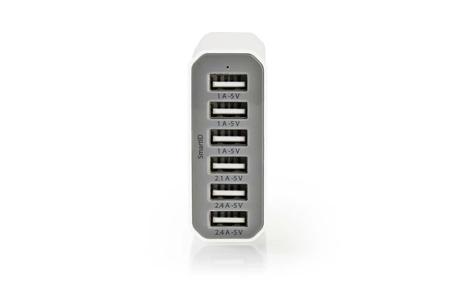 Cargador de Pared - 10,0 A - 6 salidas - USB-A - Blanco - Nedis WCHAU1000AWH