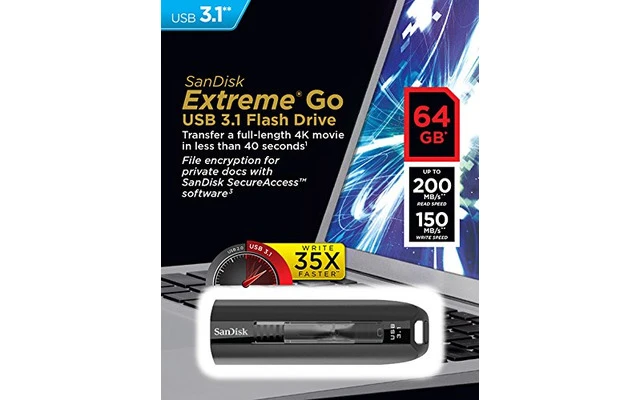 SanDisk Extreme Go de 64 GB - Pendrive USB 3.1