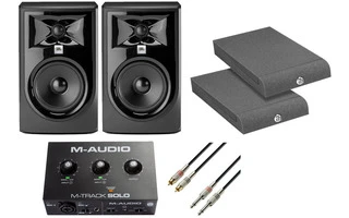 2x JBL 305PMk2 con base aislante + M-Audio M-Track Solo