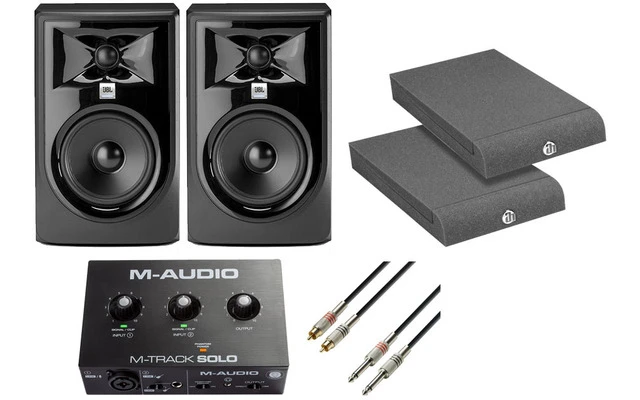 2x JBL 305PMk2 con base aislante + M-Audio M-Track Solo