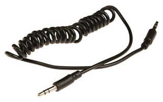 Cable de audio jack estéreo en espiral de 3.5 mm macho - 3.5 mm macho de 2.00 m en color negro
