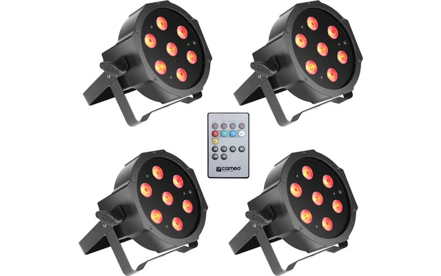 Cameo FLAT PAR CAN TRI 3W IR SET - Set de 4 Focos PAR LED tricolores RGB planos 7 x 3 W