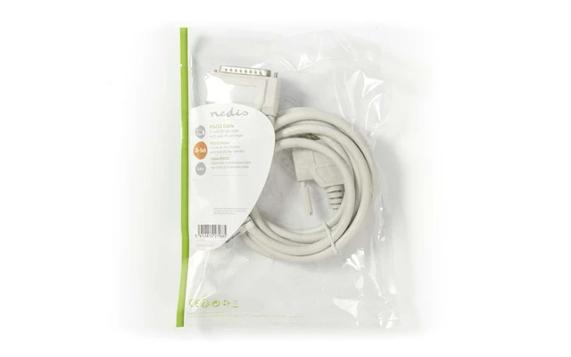 Cable RS232 - D-SUB de 25 Pines Macho - D-SUB de 25 Pines Macho - 2,0 m - Color Marfil - Nedis C