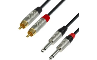 Adam Hall K4TPC0150 -  2x RCA a 2x Jack6.3mm mono - 1,5 metros