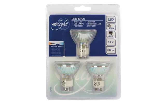 Bombilla LED - 3.2 W - GU10 - 230 V - 4000 K - 3 Unidades