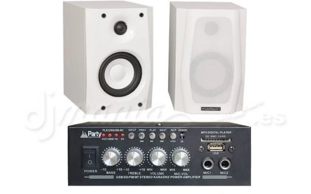 Equipo HiFi Bluetooth - Madison 4 Blancos + PLS 1205 USB-RC