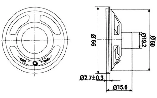 Mini altavoz - 2W / 8 Ohm - Ø 66mm