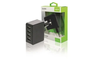 Cargador de Pared con 4 Puertos USB en Color Negro - Sweex CH-007BL