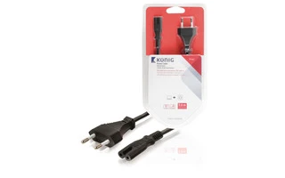 Cable de alimentación CEE 7/16 (euroconector) - IEC-320-C7 de 5,00 m en negro