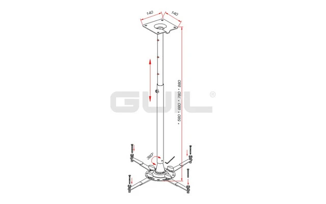 Guil PTR-15 Soporte telescópico de techo y pared para video proyectores