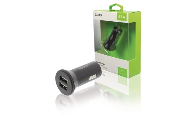 Cargador para Coche con 2 Puertos USB 2 4,8 A en Color Negro - Sweex CH-012BL