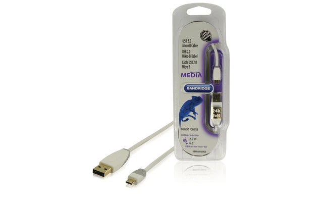 Cable micro USB B 2.0 de 2.00 m - Bandridge BBM60410W20