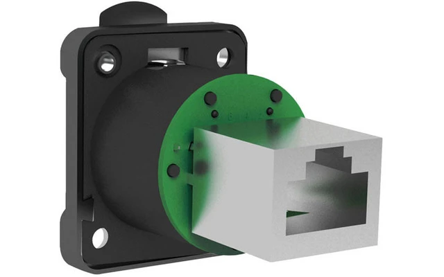 Seetronic 8FDNH13B - Conector de chasis RJ45 , receptáculo pasamuros con bloqueo