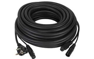 Cable de alimentación + audio/dmx de 10m - Schuko a IEC +xlr M a xlr H