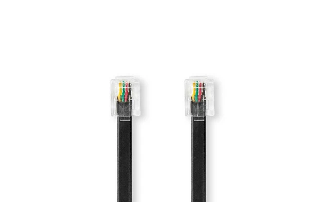 Cable de Telecomunicaciones - RJ11 Macho - RJ11 Macho - 2,0 m - Negro - Nedis CTGT90200BK20