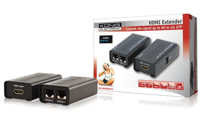 Extensor HDMI por Ethernet / RJ45 - 1 x Entrada HDMI - 2 x Salidas RJ 45