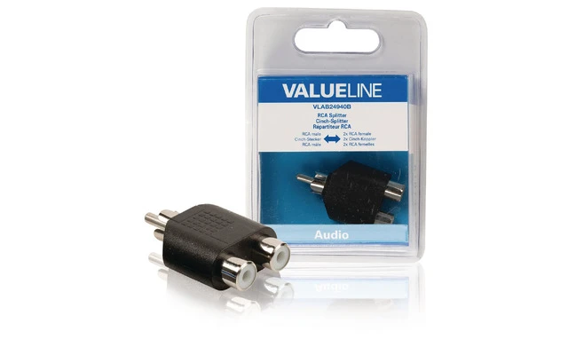 Divisor de audio, RCA macho – 2x hembra, negro