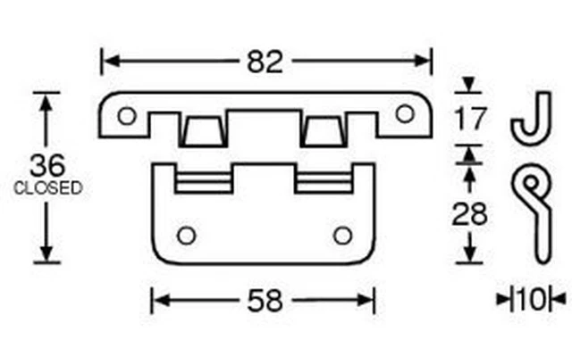 Adam Hall Hardware 2252 - Bisagra desmontable y galvanizada