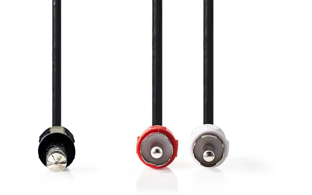 Cable de Audio Estéreo - Macho de 6,35 mm - 2x RCA Macho - 2,0 m - Negro