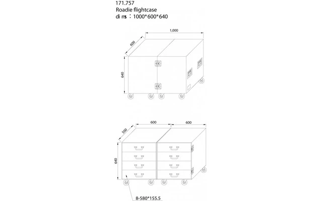 Power Dynamics PD-F4A Maleta de transporte con 8 ruedas