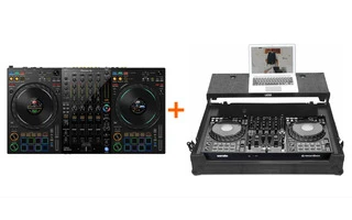 Foto del pack Pioneer DJ DDJ-FLX10 con UDG Ultimate Flight Case Black Plus