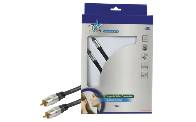 Cable de Vídeo Compuesto RCA Macho - RCA Macho Gris Oscuro , 20 metros