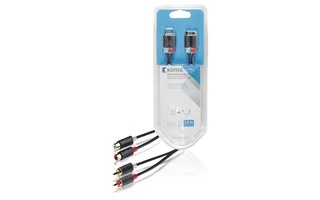 Cable alargador de audio estéreo de 2x RCA macho a 2x hembra, 3,00 m en gris