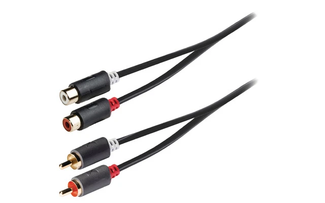 Cable alargador de audio estéreo de 2x RCA macho a 2x hembra, 3,00 m en gris