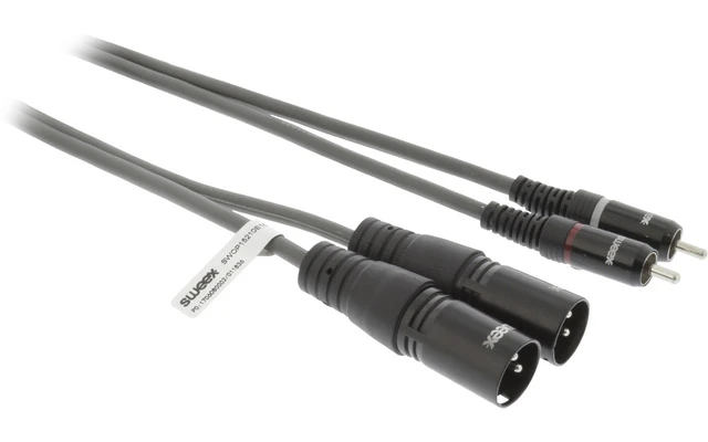 2x Cable XLR Estéreo Macho de 3 Pines - 2x RCA Macho de 3,0 m Gris Oscuro - Sweex SWOP15210E30