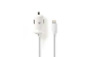 Cargador para Coche - 2,4 A - Cable Lightning fijo - Blanco - Nedis CCHAL240AWT