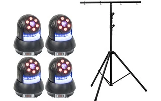 Conjunto de 4 cabezas moviles con trípode de iluminación - Ibiza Star Wash Black