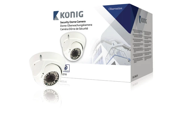 Cámara domo de seguridad con lente varifocal blanca - König SAS-CAM2210