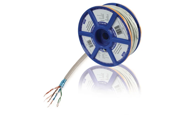 Cable de red UTP CAT5e trenzado bobina de 100 m en color gris