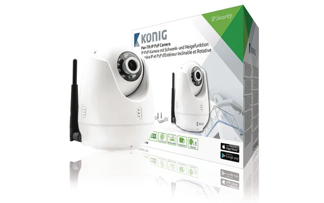 Cámara IP P2P para vigilancia remota panorámica e inclinable en color blanco - König SAS-IPCAM11