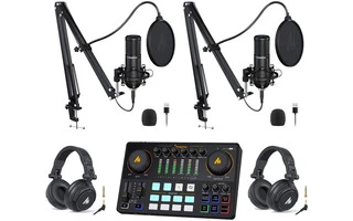 PodCaster - 2 Personas - Maono AME2 + 2x AU-PM420 + 2x MH-601