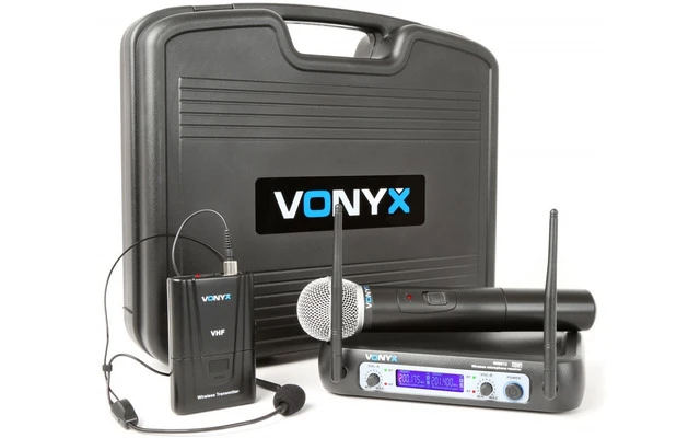 Vonyx WM512C Combi System Wireless VHF 2 canales con micrófono de mano y de Bodypack