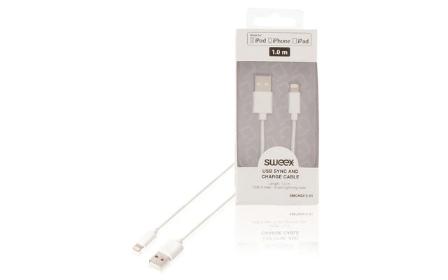 Cable USB de carga y sincronización USB A macho - macho Lightning de 8 pines de 1,00 m en color 