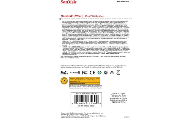 Sandisk SD Ultra SDHC 32GB 48MB/S Clase 10 UHS-I