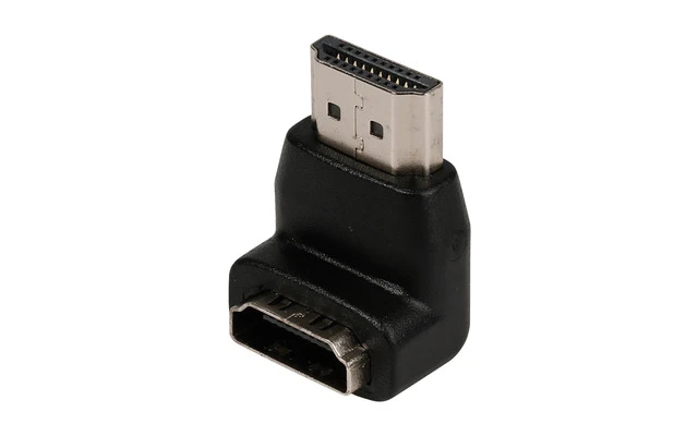 Adaptador HDMI con conector HDMI en ángulo de 90° - entrada HDMI en color negro