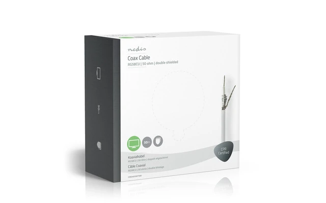 Cable Coaxial - RG58CU - 50,0 m - Caja de Regalo - Blanco