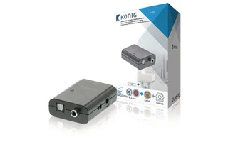 Convertidor de audio RCA estéreo a digital, 2x RCA hembra - TosLink hembra + S/PDIF hembra
