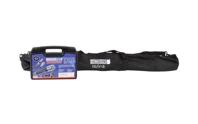 Conjunto micrófono dinámico pro + pie de micro + funda transporte