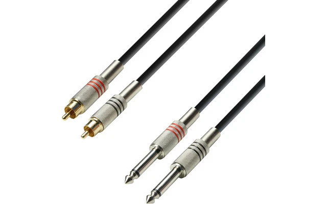 Adam Hall K3TPC0300 - 2x RCA macho a 2x Jack 6.3 mono 3m